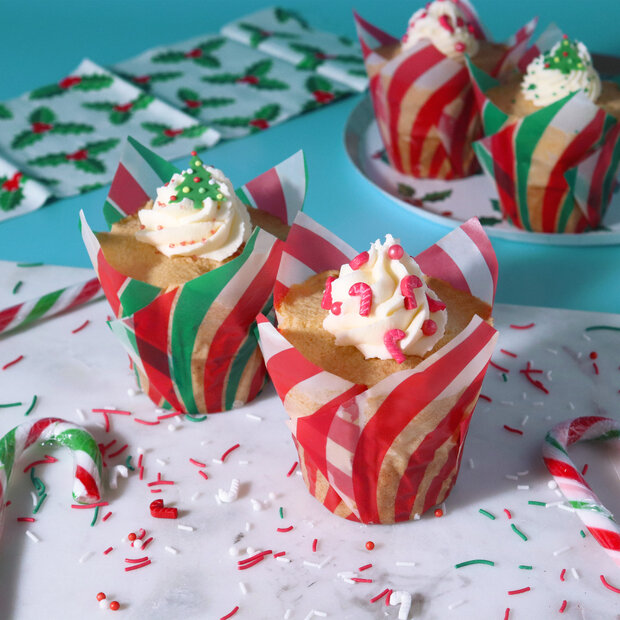 PME Kerst Tulpmuffinvormpjes &ndash; Zuurstok &ndash; 24 stuks