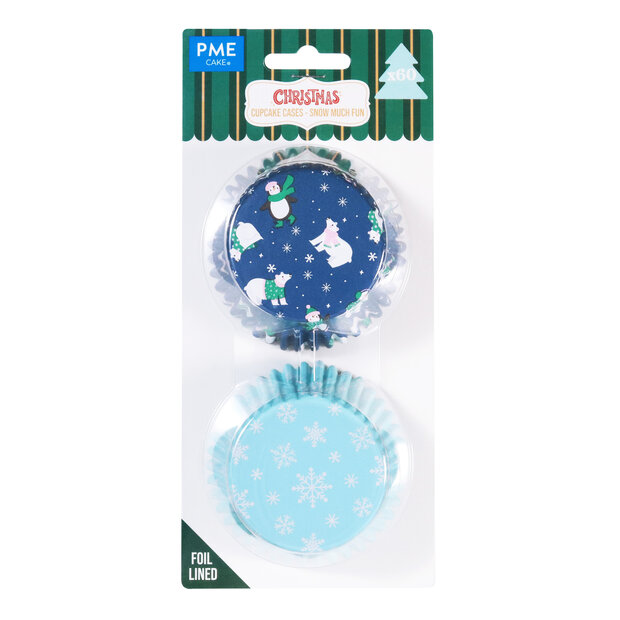 PME Kerst Cupcakevormpjes  &ndash; Sneeuwpop &ndash; 60 stuks