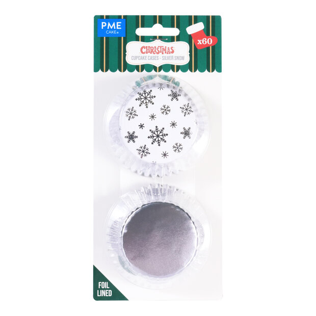 PME Kerst Cupcakevormpjes &ndash; Zilveren Sneeuw &ndash; 60 stuks