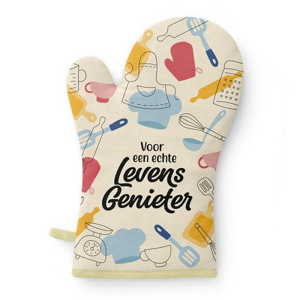 Miko Ovenhandschoen met Tekst - Levensgenieter