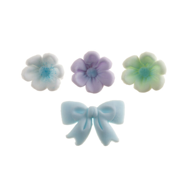 Dekora Sugar Blue Bows with Flowers Set/10
