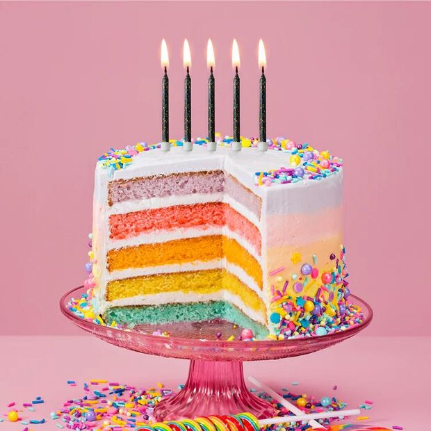 AH Glitter Candles Black pk/12