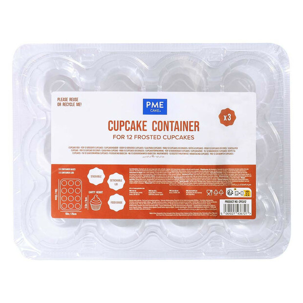 PME Set van 3 Plastic Cupcakehouders (12 holtes)