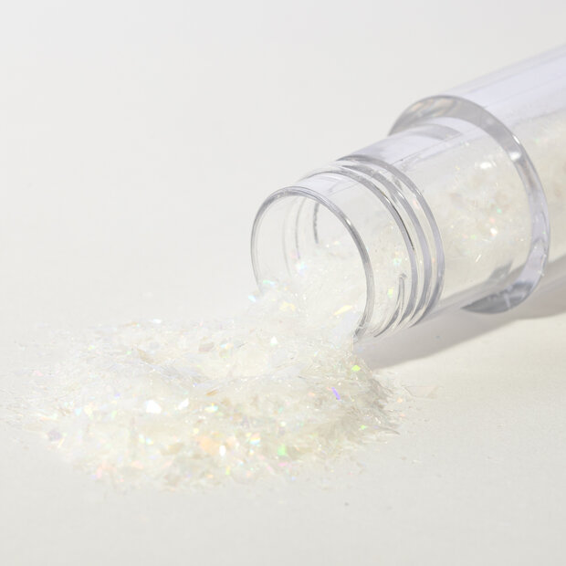 PME Magic Sprinkles, Eetbare Iriserende Glittervlokken &ndash; Wit Kristal (3g)