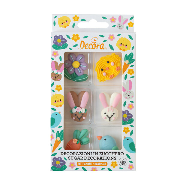 Decora Sugar Decorations Happy Easter Pk/6