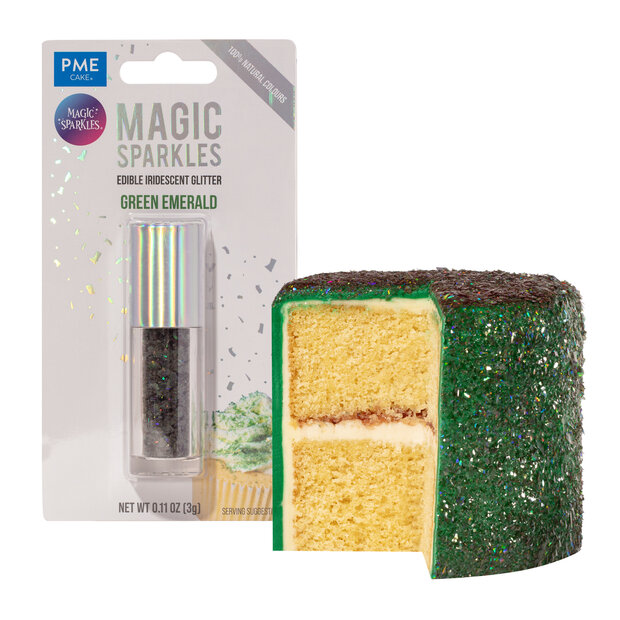 PME Magic Sprinkles &ndash; Eetbare Iriserende Glittervlokken Smaragdgroen (3g)