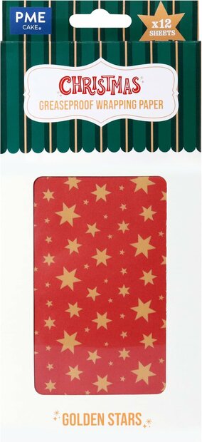 PME 12 Vellen Inpak Bakpapier voor Kerst - Gouden Sterren