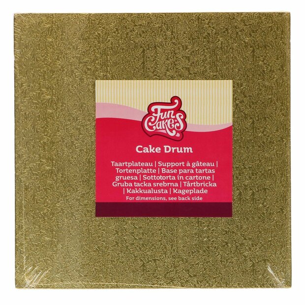 FunCakes Cake Drum Vierkant Goud 25 cm