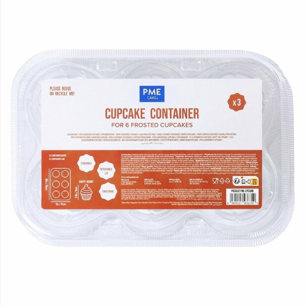 PME Set van 3 Plastic Cupcakehouders (6 holtes)