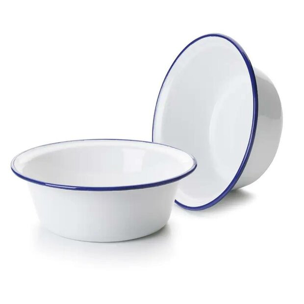 Ibili Emaille Conische Schaal / Mengkom 20 cm &ndash; Blauwe Rand