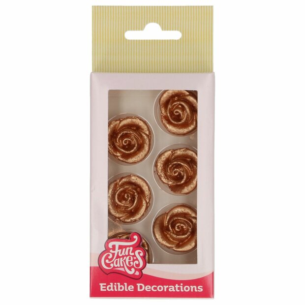 FunCakes D&eacute;corations en Fondant &ndash; Roses Bronze (lot de 6)