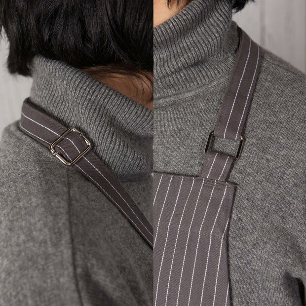 Danica Brands Tablier de Chef Gris Granit &agrave; Rayures Craie