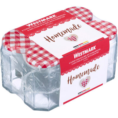 Bocaux Carr&eacute;s &agrave; Confiture Westmark &ndash; 270 ml &ndash; &oslash; 63 mm &ndash; Lot de 6