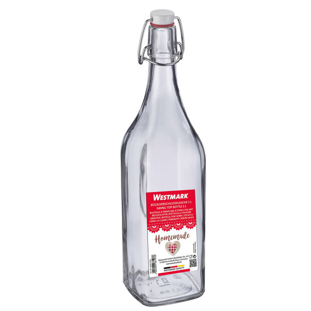 Bouteille Carr&eacute;e Westmark avec Bouchon M&eacute;canique &ndash; 1 Litre