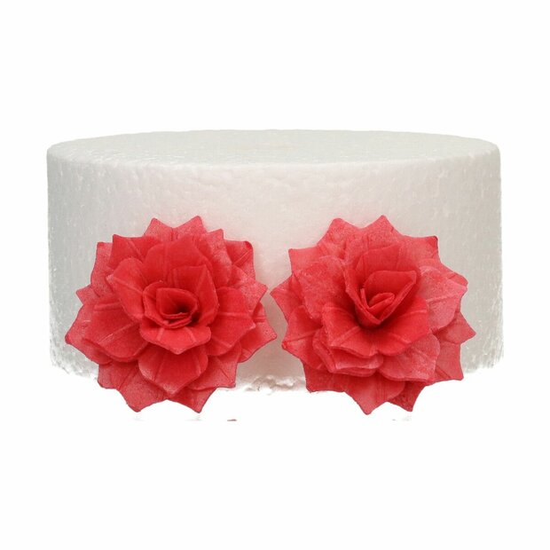 FunCakes Eetbare Papieren Bloemen Deluxe Roos Rosalia Rood Medium &ndash; pk/15