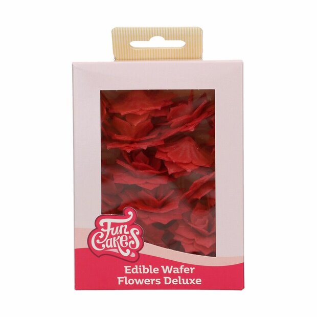 FunCakes Eetbare Papieren Bloemen Deluxe Roos Rosalia Rood Medium &ndash; pk/15