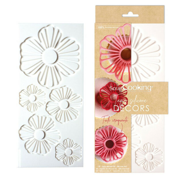 ScrapCooking siliconen decoratiemat Bloemen 28,3x13cm