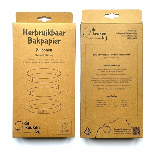 De KeukenBij Siliconen Herbruikbaar Bakpapier Rond &Oslash;20 cm