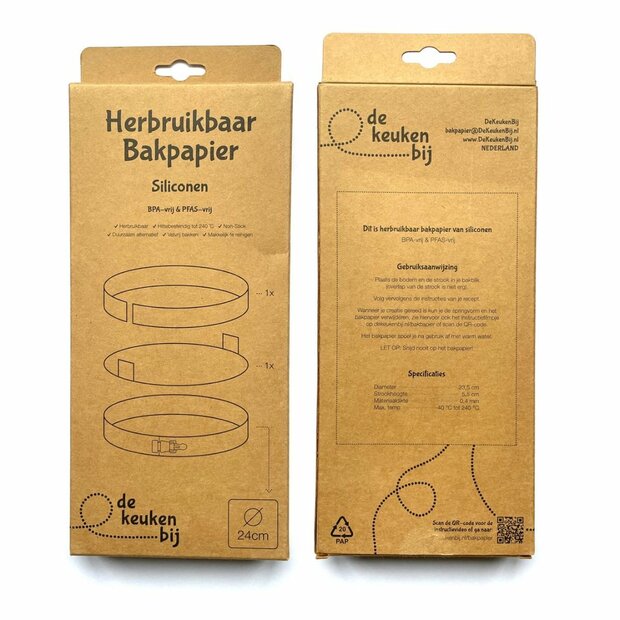 De KeukenBij Siliconen Herbruikbaar Bakpapier Rond &Oslash;24 cm