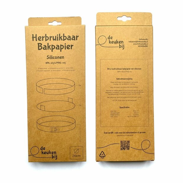 De KeukenBij Siliconen Herbruikbaar Bakpapier Rond &Oslash;26 cm