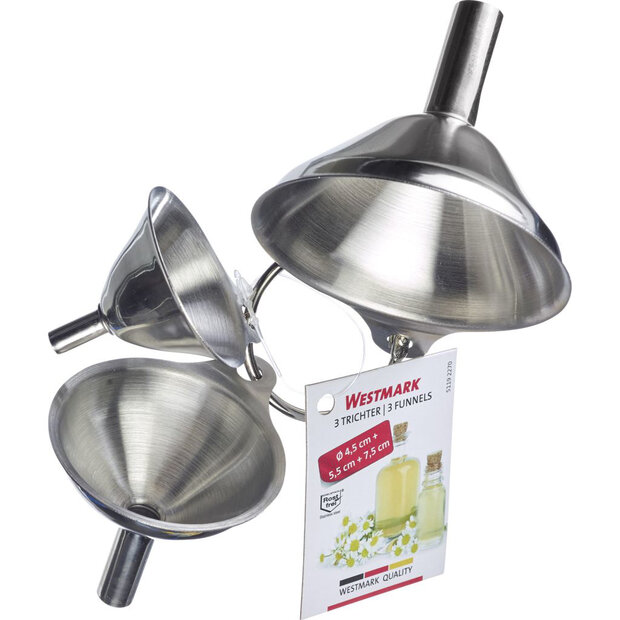 Westmark Mini Trechterset RVS &ndash; 3 stuks