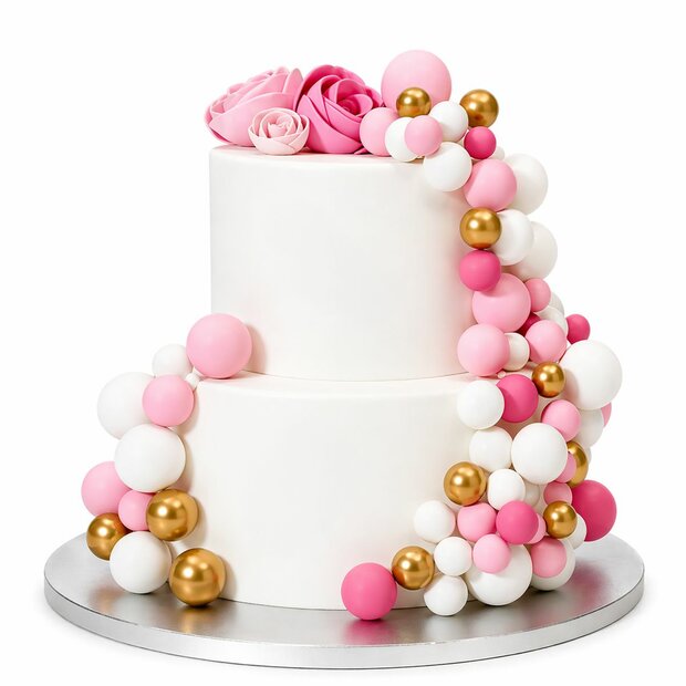 Simply Making Decoratieballen Hot Pink Ombre &amp; Goud 32 stuks