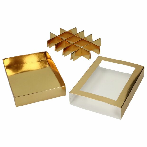 FunCakes Chocoladeletter- &amp; Traktatiedoos Goud 20x14x3,5 cm 10 stuks