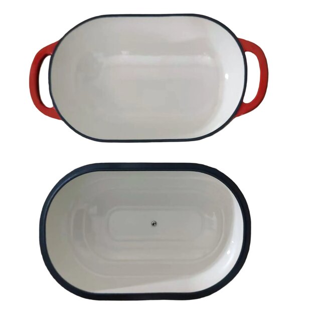 Allesken Rodeluxe Gietijzeren Broodbraadpan Ovaal Rood 2,6 L