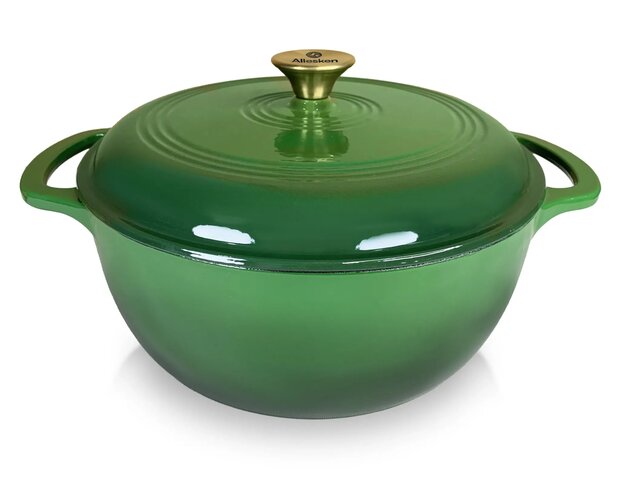 Allesken Verdeluxe Gietijzeren Braadpan Rond Groen 5,6 L