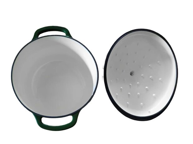 Allesken Verdeluxe Gietijzeren Braadpan Rond Groen 5,6 L