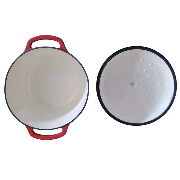 Allesken Verdeluxe Gietijzeren Braadpan Rond Rood 5,6 L