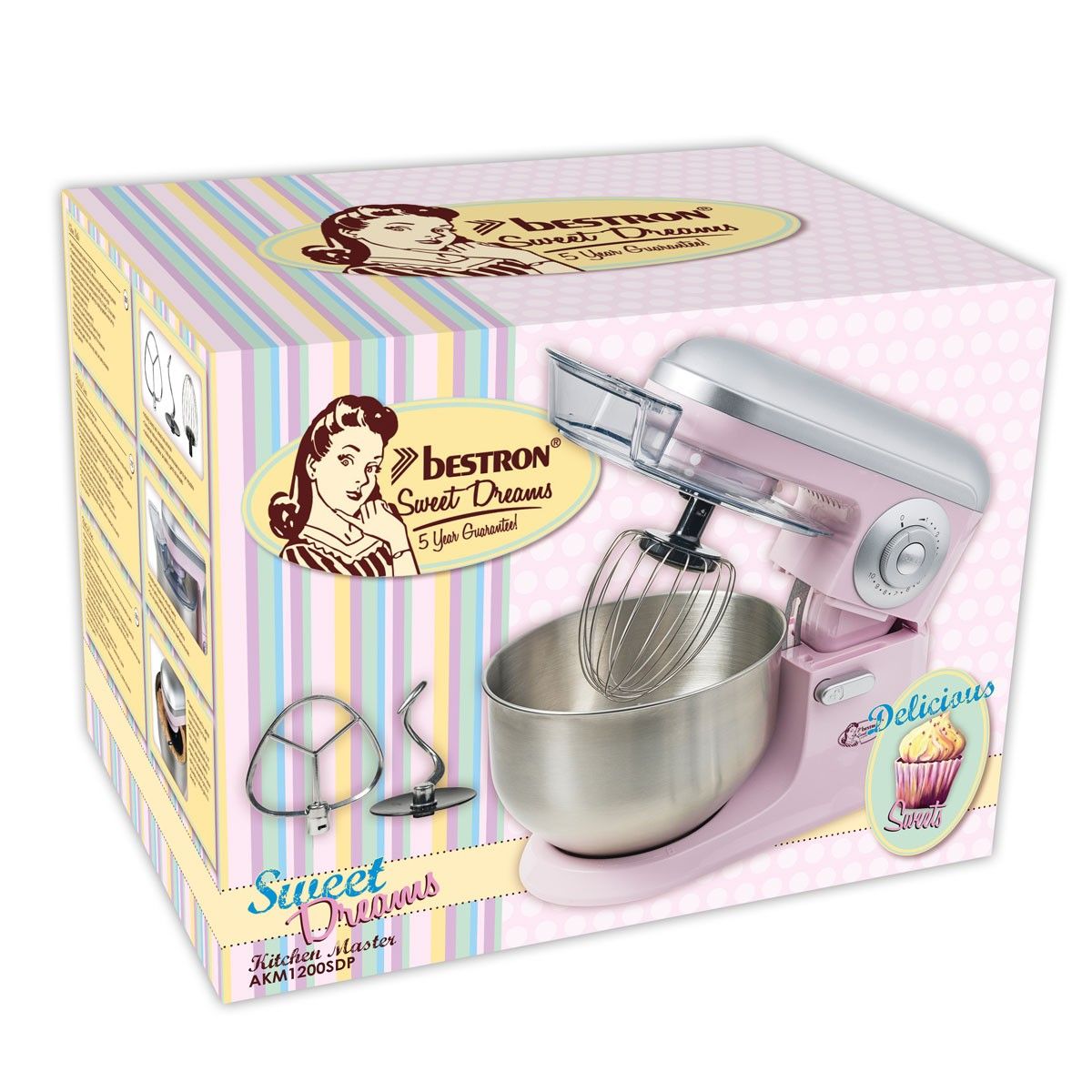 Paine Gillic George Eliot Briljant Bestron Sweet Dreams Keukenmachine 1200W Roze - Kaatjes Bakwinkel