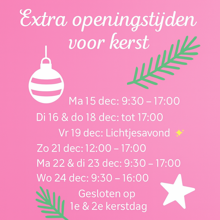 Extra openingstijden kerst
