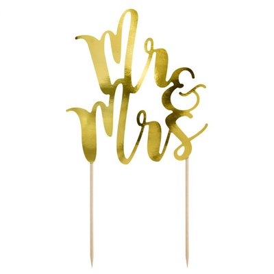 PartyDeco Cake Topper Mr & Mrs Or
