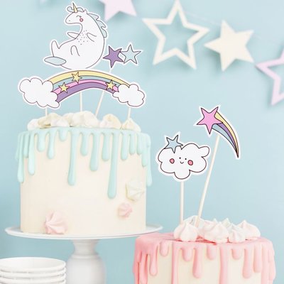 PartyDeco Taart Toppers Unicorn Set/5