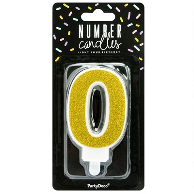Party Deco Golden Birthday Candle Number 0