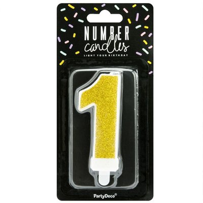 Party Deco Golden Birthday Candle Number 1