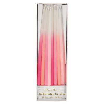 Meri Meri Pink Dipped Tapered Candles pk/16