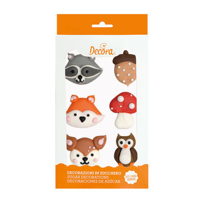 Decora Sugar Decorations Wood Animals pk/6