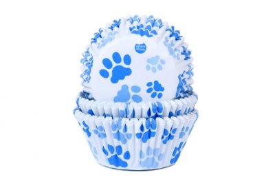 House of Marie Baking Cups Paw Blue pk/50