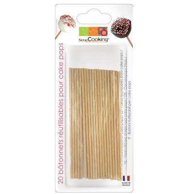 Scrapcooking Wooden Cake Pop Sticks 13cm pk/20