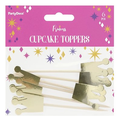 PartyDeco Cupcake Toppers Princess Crowns Set/6