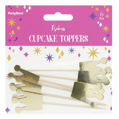 PartyDeco Cupcake Topper Prinzessinen Krone Set 6-teilig