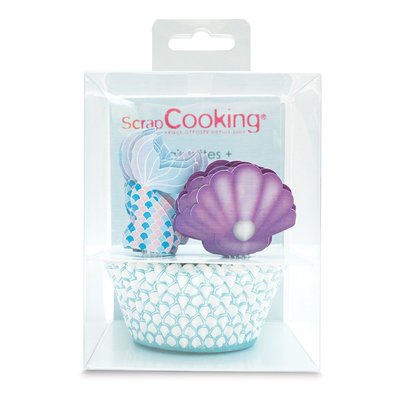 ScrapCooking Baking Cups & Toppers Zeemeermin Set/24