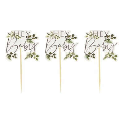 Ginger Ray Hey Baby Botanical Cupcake Toppers pk/12