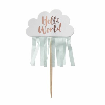 Ginger Ray Hello World Rose Gold Mint Cupcake Toppers pk/10