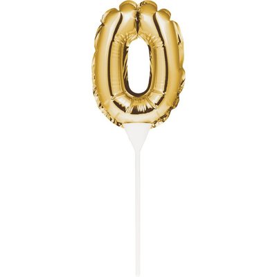 AH Mini Balloon Cake Topper Gold Number 0