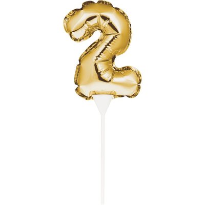 AH Mini Balloon Cake Topper Gold Number 2