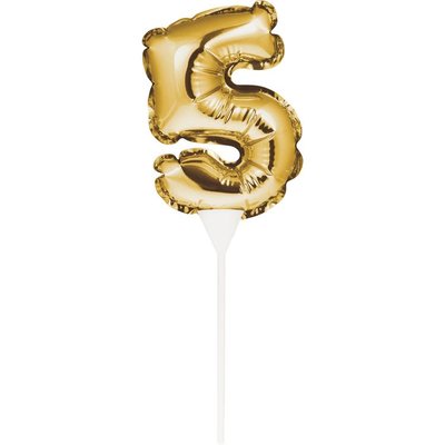 AH Mini Balloon Cake Topper Gold Number 5