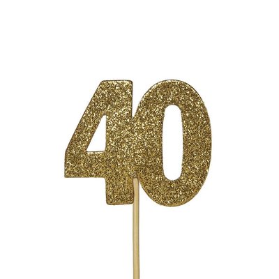 AH Glitter '40' Numeral Cupcake Toppers Gold pk/12